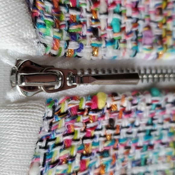 Carlisle Collection multi color knit full zip crop jacket white sleeves R $645 - Picture 5 of 13